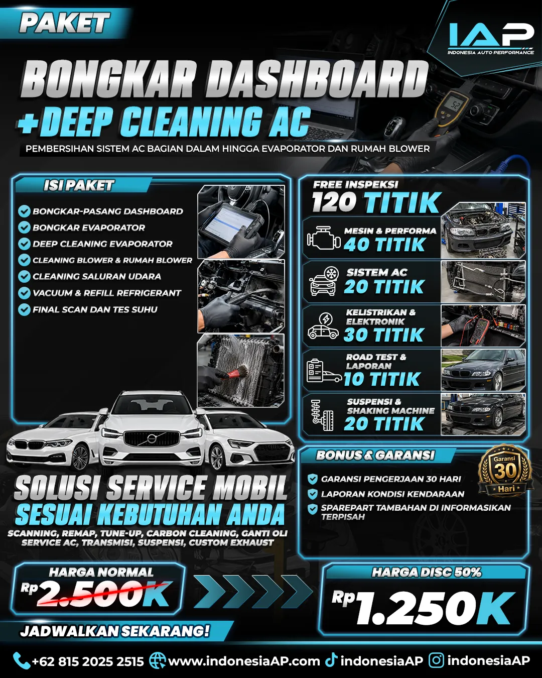 PAKET BONGKAR DASHBOARD + DEEP CLEANING AC