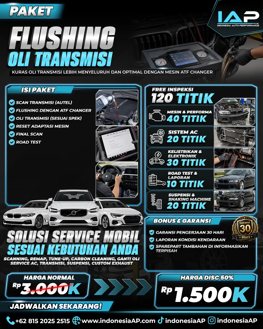 PAKET ENGINE FLUSH + GANTI OLI TRANSMISI